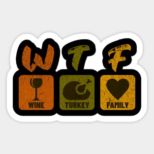 Wine Turkey Family Thanksgiving Sticker